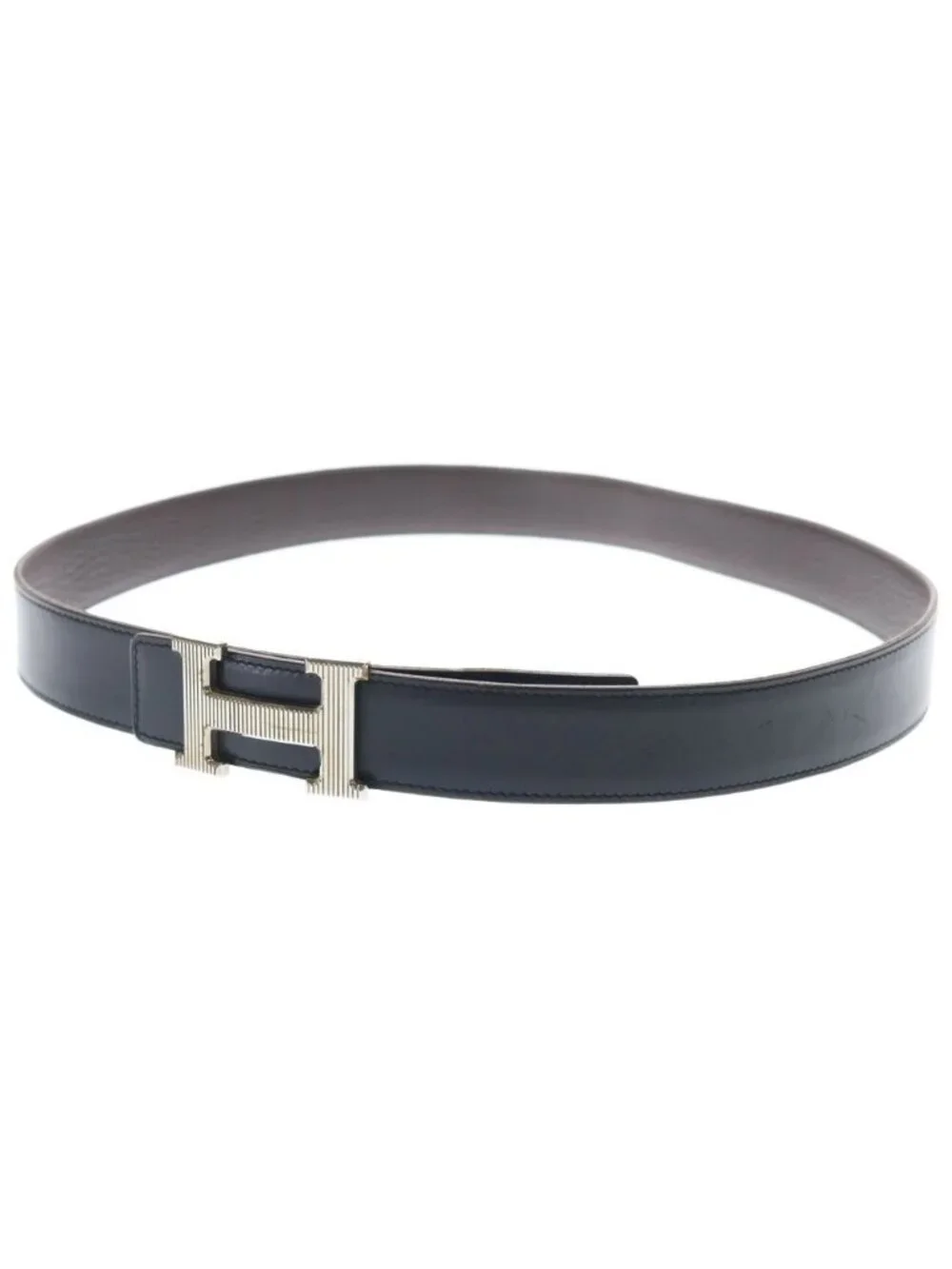 Hermes Constance Belt Reversible Leather Black Brown Silver